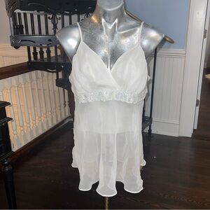 Cinema Etoile Vintage Organza beaded short nightgown / chemise L